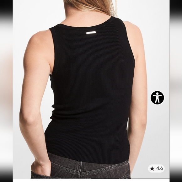 Michael Kors Ribbed Viscose  Black Tank Top Large - Picture 2 of 11